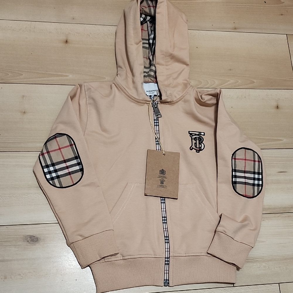 Kids Hoodie with Plaid Accents